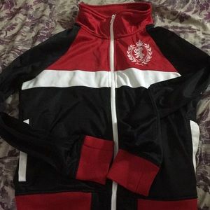 All black jacket with red trim by echo unitd